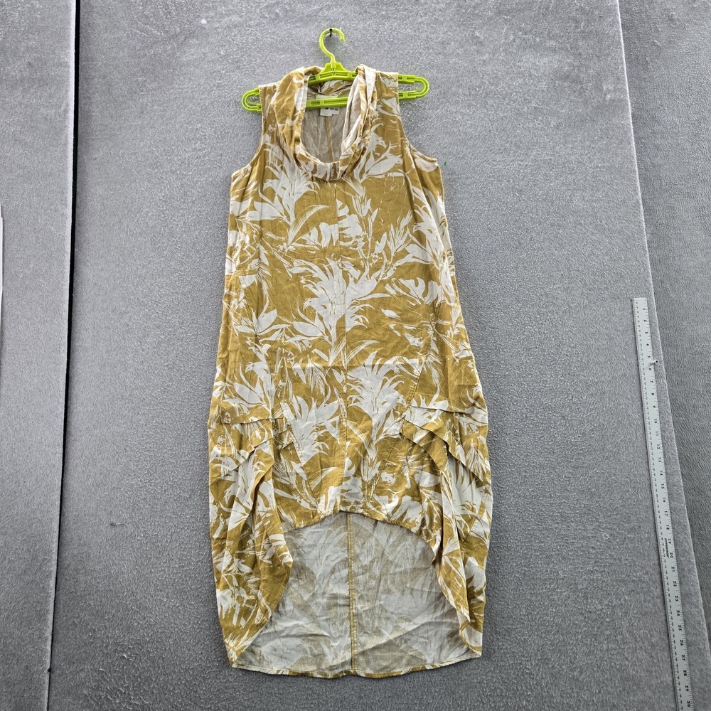 Cynthia Rowley Women Dress M Yellow Linen Viscose Floral Shift Cottagecore